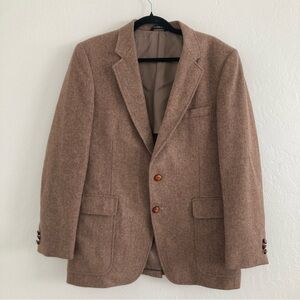 Vintage Woodmere 100% Wool Blazer Jacket Academia Tweed Brown Tan Office Men 42R